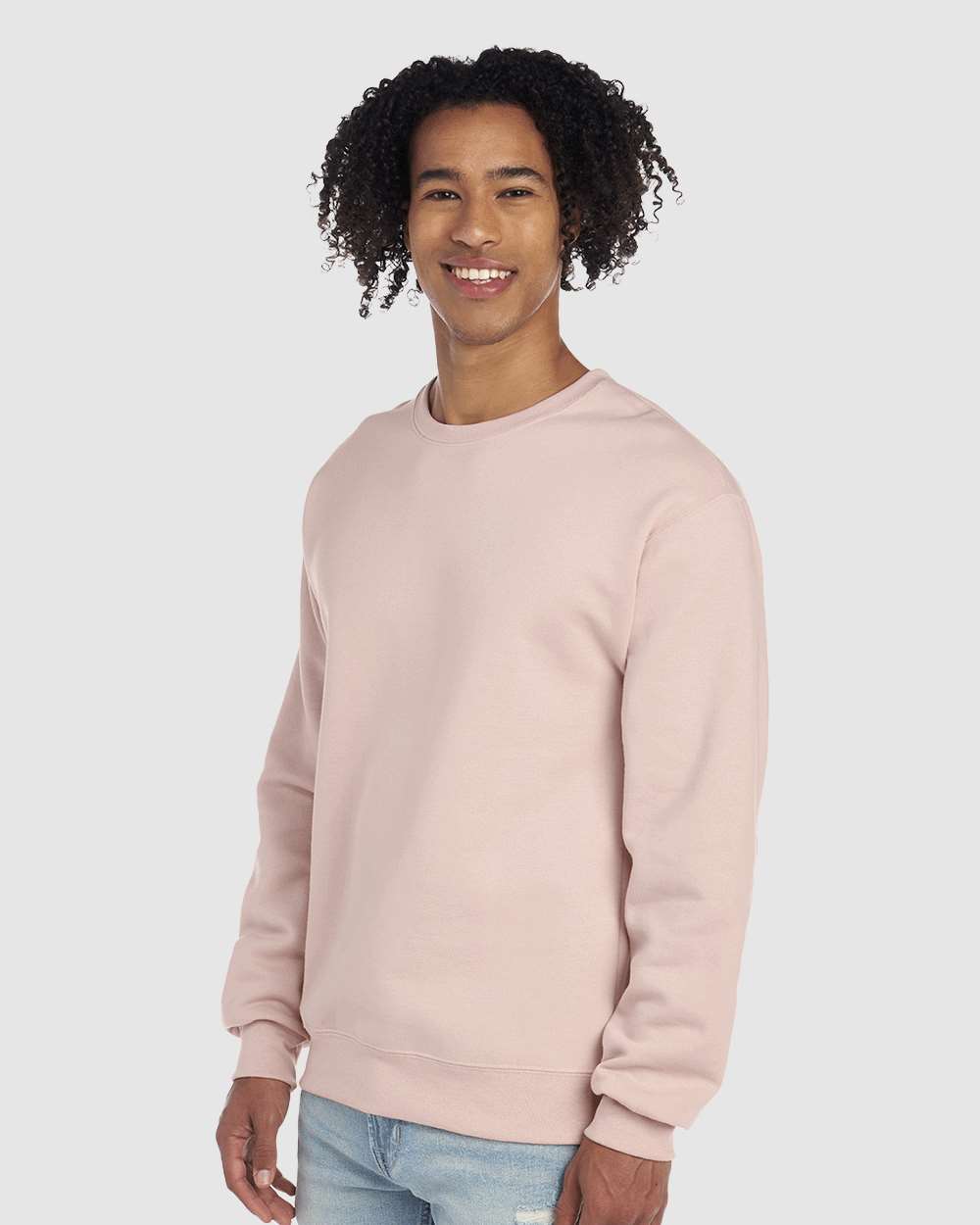 Unisex NuBlend® Crewneck Sweatshirt - OnModelSide - B21035313 - Blush Pink