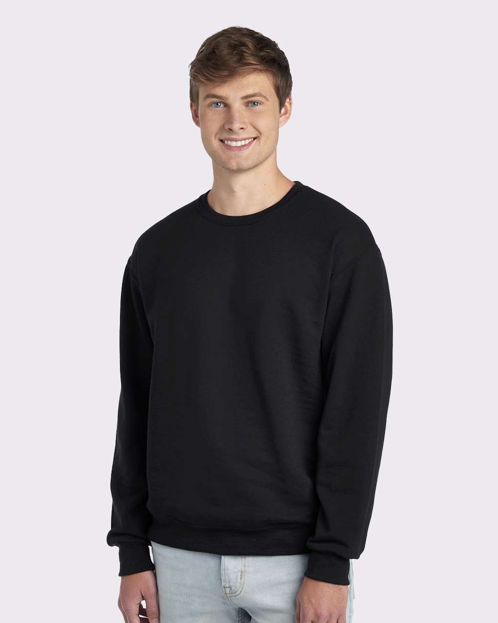 Unisex NuBlend® Crewneck Sweatshirt - OnModelSide - B21035503 - Black