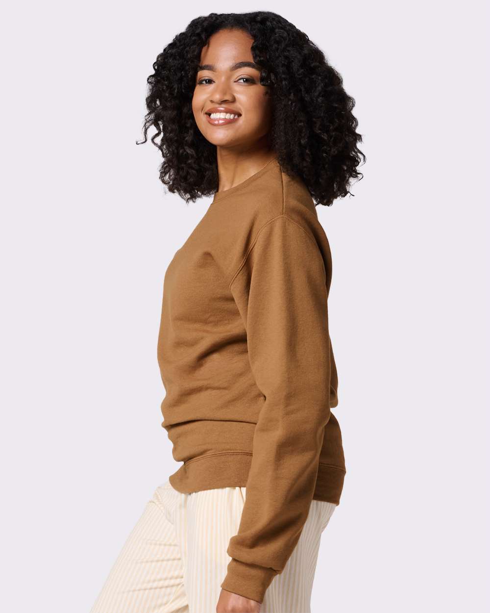 Unisex NuBlend® Crewneck Sweatshirt - OnModelSide - B21035513 - Golden Pecan