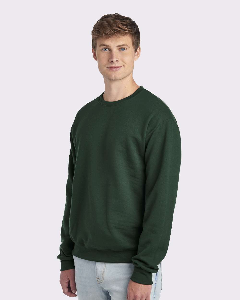 Unisex NuBlend® Crewneck Sweatshirt - OnModelSide - B21035543 - Forest Green