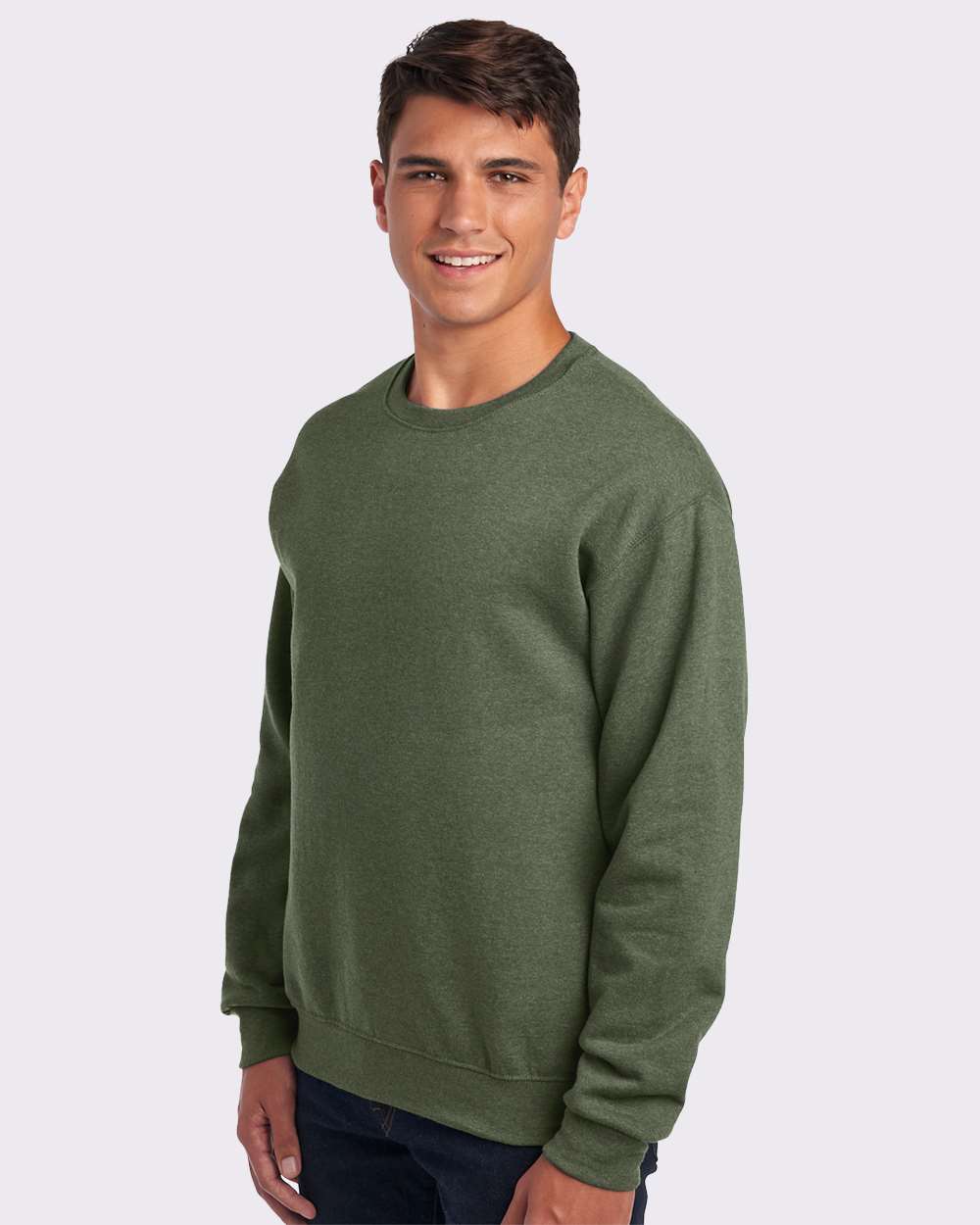Unisex NuBlend® Crewneck Sweatshirt - OnModelSide - B21035623 - Military Green Heather