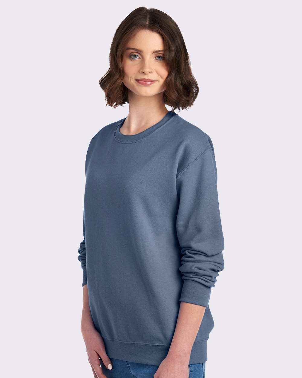 Unisex NuBlend® Crewneck Sweatshirt - OnModelSide - B21035633 - Denim