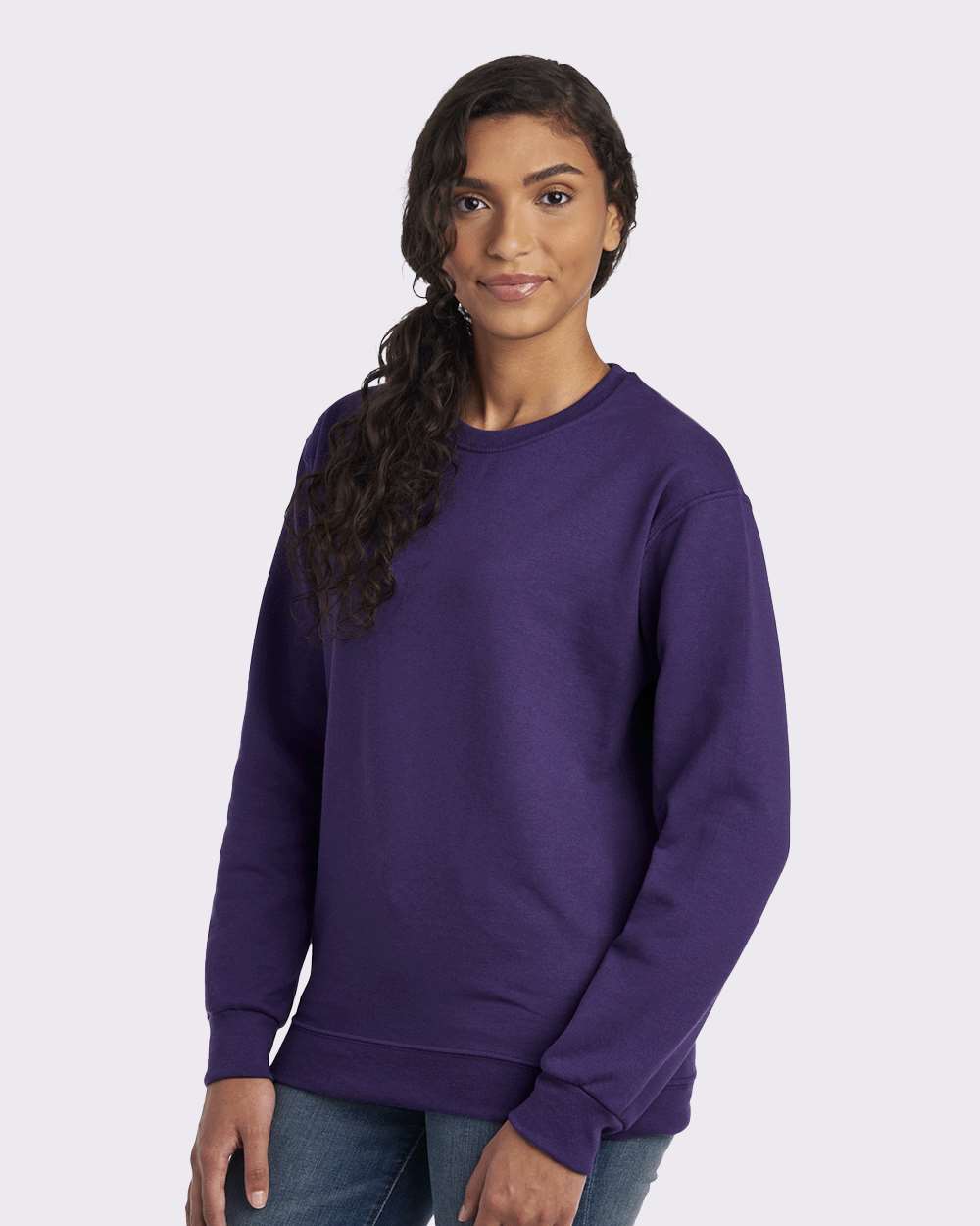 Unisex NuBlend® Crewneck Sweatshirt - OnModelSide - B21035673 - Deep Purple