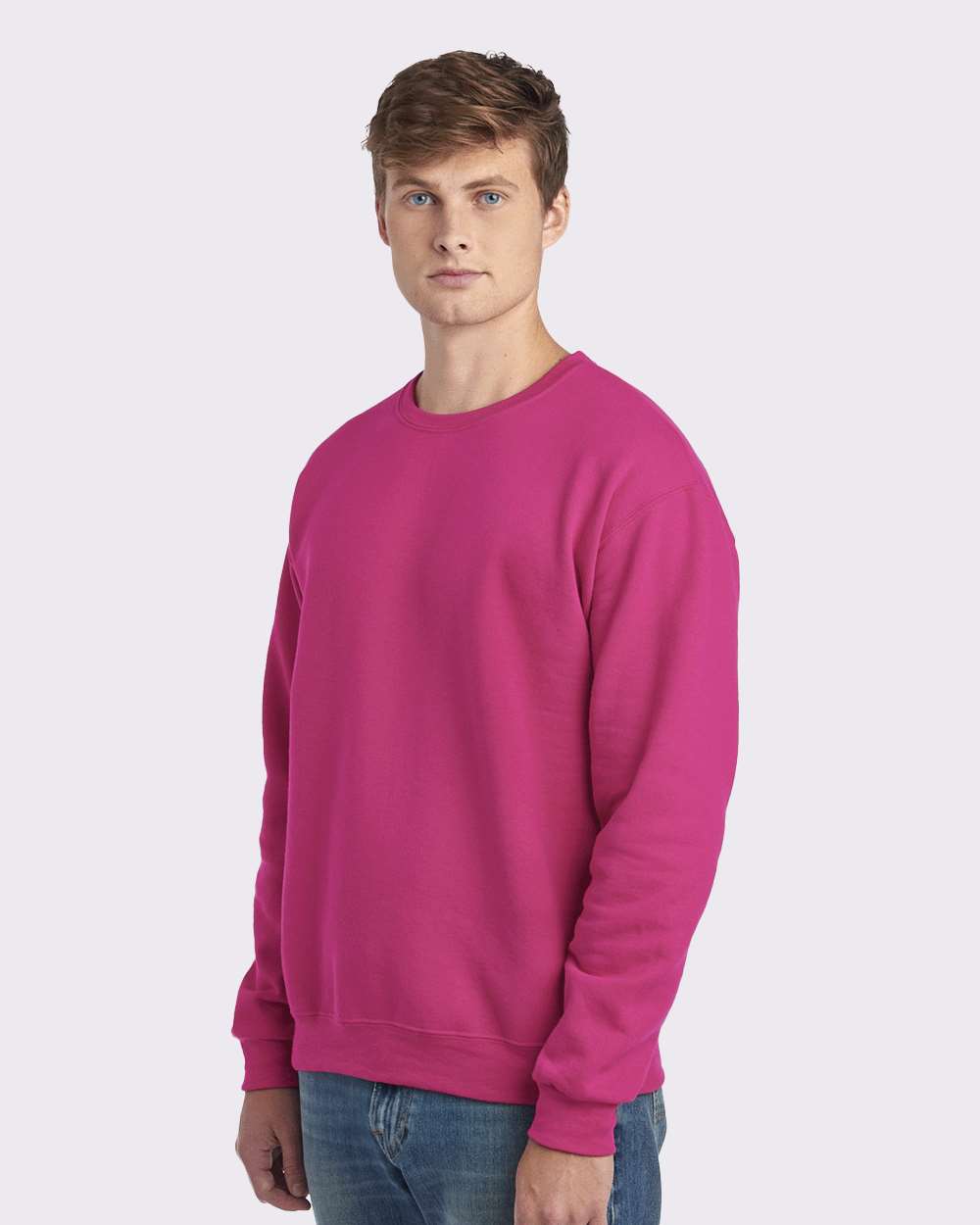 Unisex NuBlend® Crewneck Sweatshirt - OnModelSide - B21035693 - Cyber Pink
