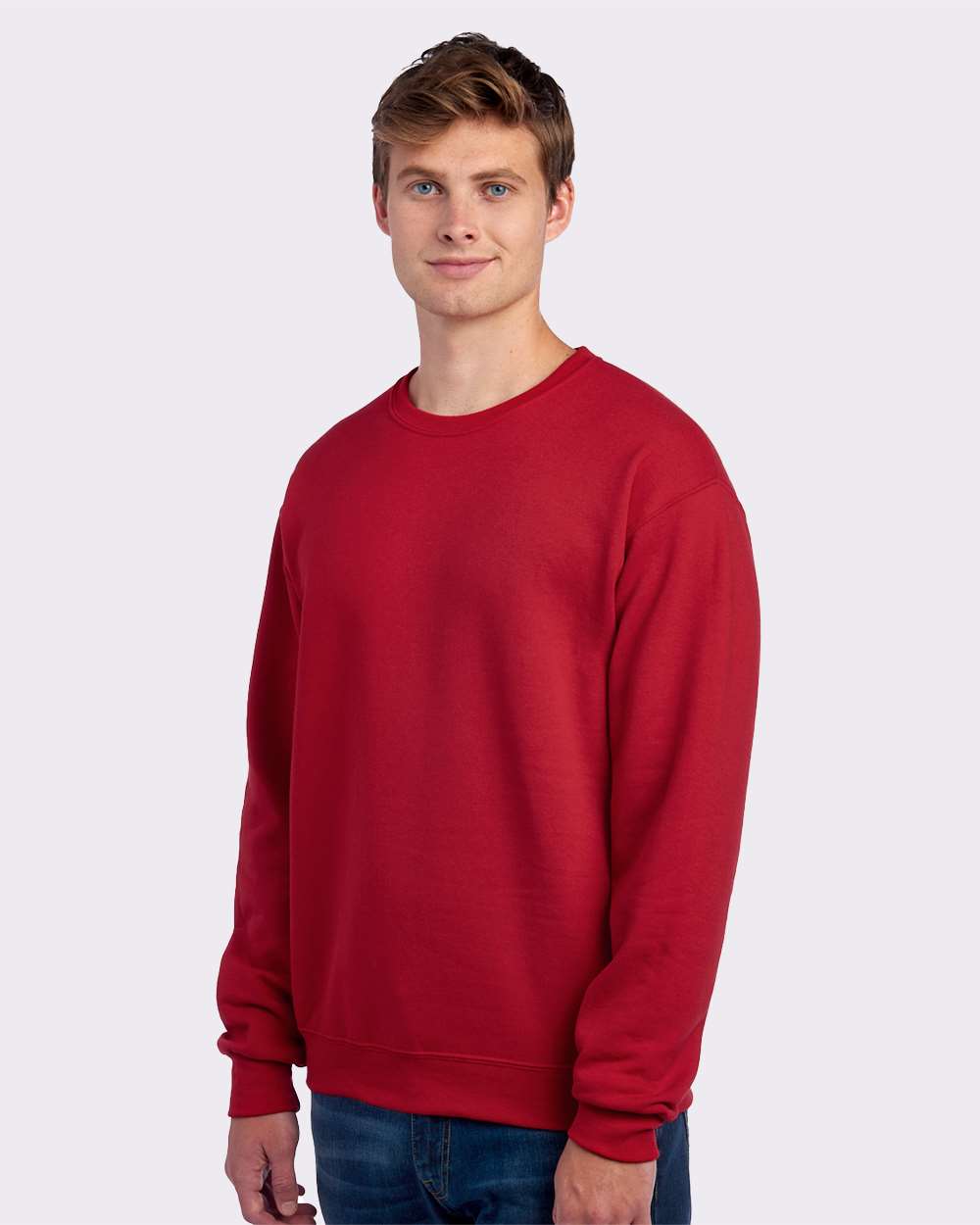 Unisex NuBlend® Crewneck Sweatshirt - OnModelSide - B21035703 - True Red