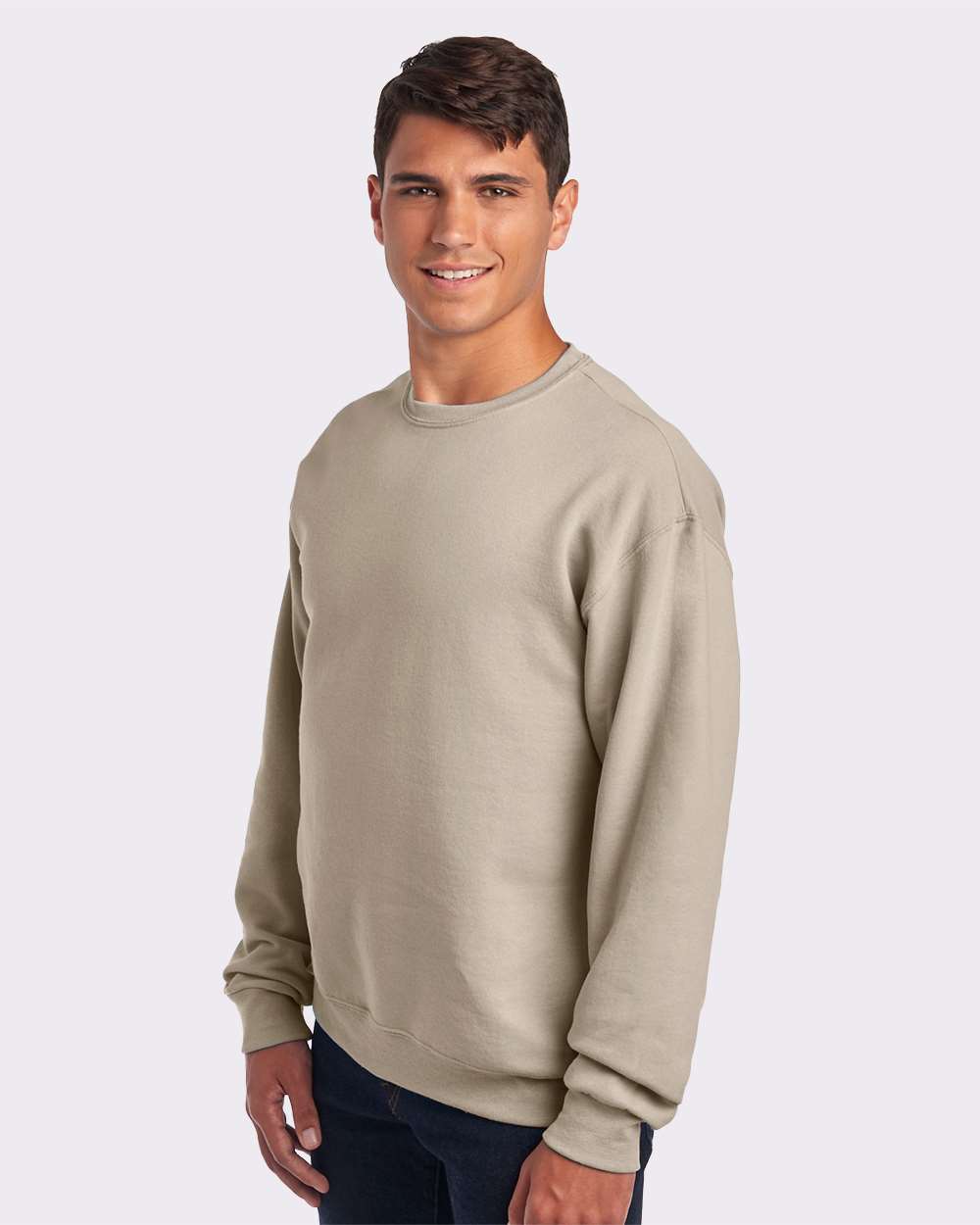Unisex NuBlend® Crewneck Sweatshirt - OnModelSide - B21035733 - Sandstone