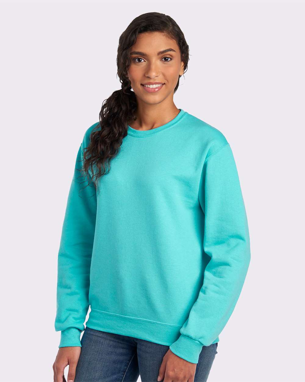 Unisex NuBlend® Crewneck Sweatshirt - OnModelSide - B21035813 - Scuba Blue