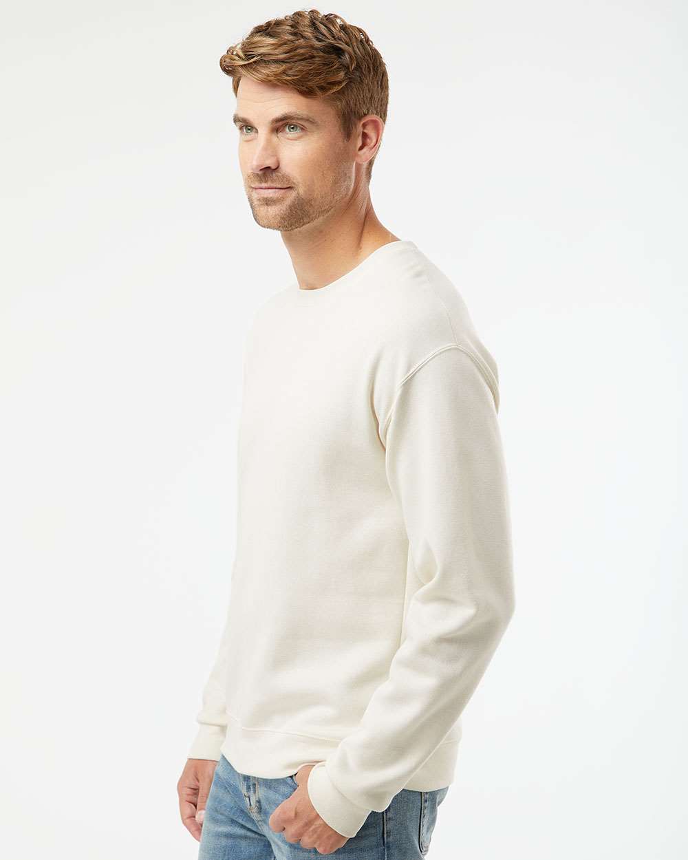 Unisex NuBlend® Crewneck Sweatshirt - OnModelSide - B21035993 - Sweet Cream Heather