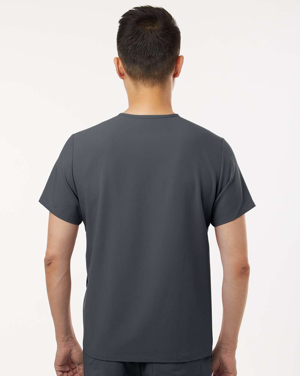 Men's Platt 3-Pocket Scrub V-Neck Top - OnModelBack - B00145092 - Carbon Grey