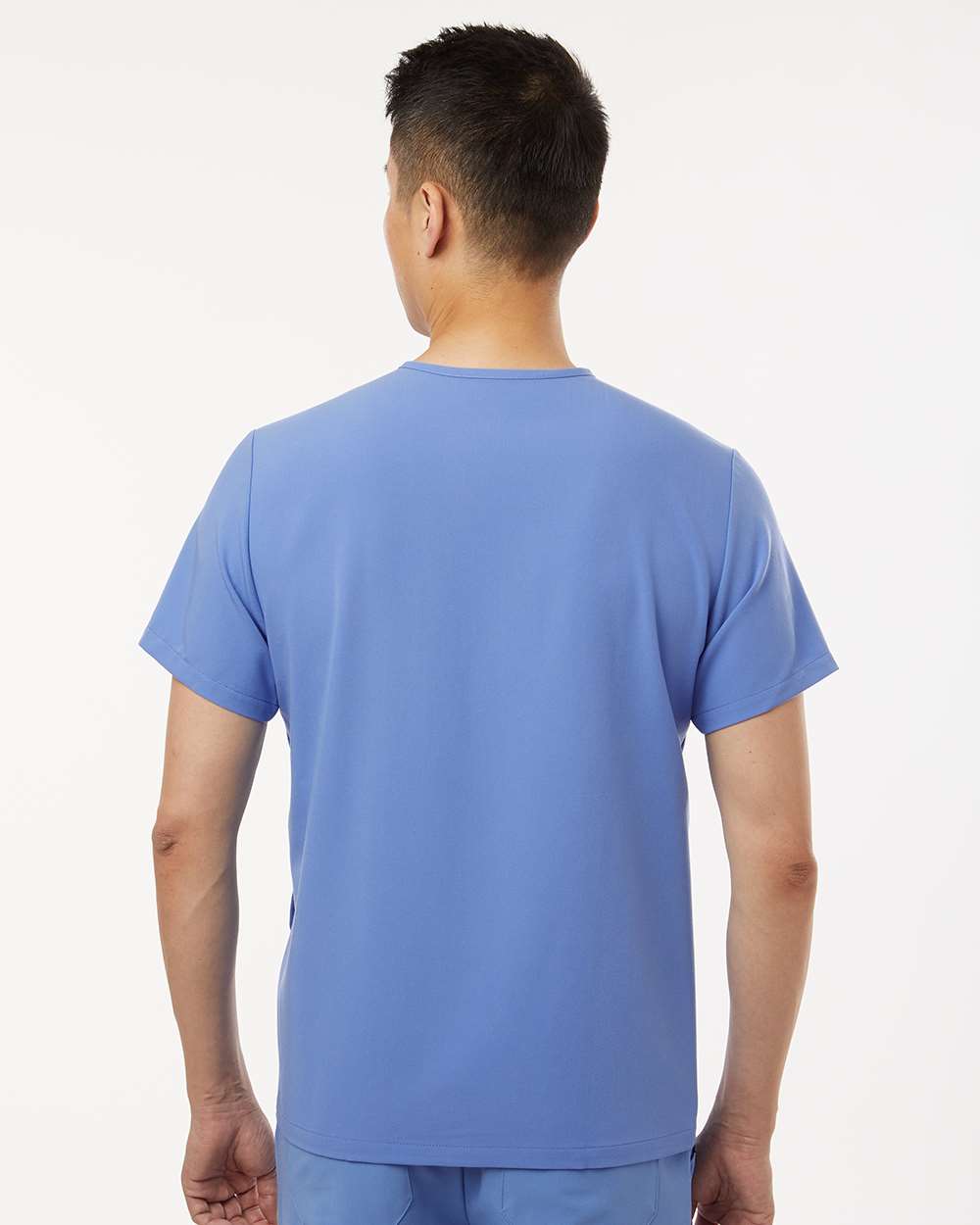 Men's Platt 3-Pocket Scrub V-Neck Top - OnModelBack - B00145252 - Ceil Blue