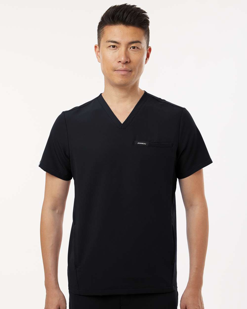 Men's Platt 3-Pocket Scrub V-Neck Top - OnModelFront - B00145502 - Black