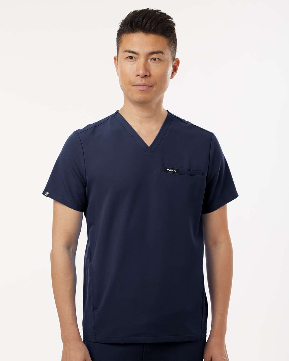 Men's Platt 3-Pocket Scrub V-Neck Top - OnModelFront - B00145652 - Midnight Navy