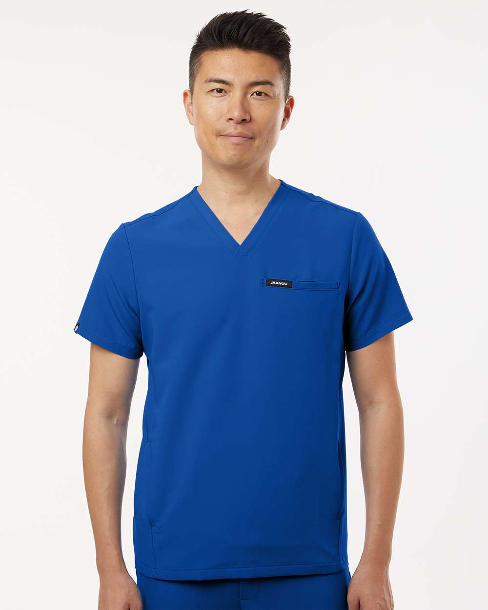 Men's Platt 3-Pocket Scrub V-Neck Top - OnModelFront - B00145752 - Royal Blue