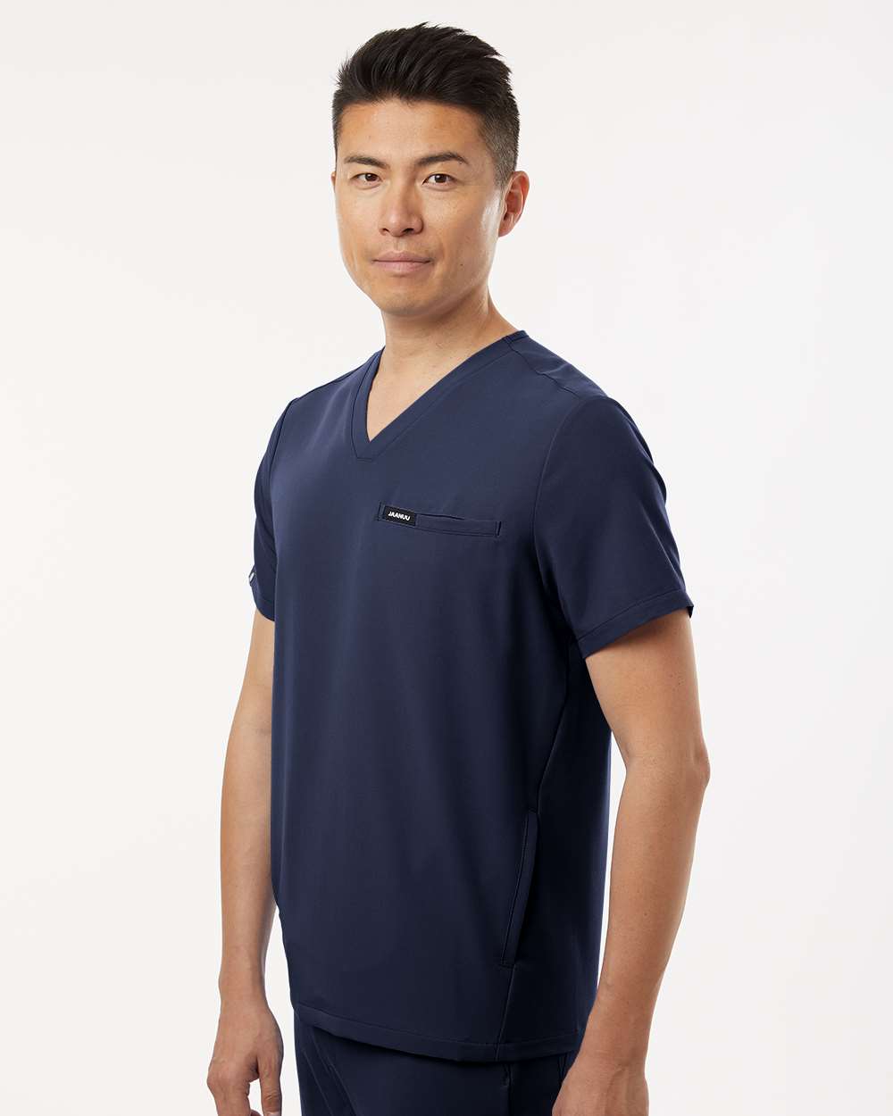 Men's Platt 3-Pocket Scrub V-Neck Top - OnModelSide - B00145652 - Midnight Navy