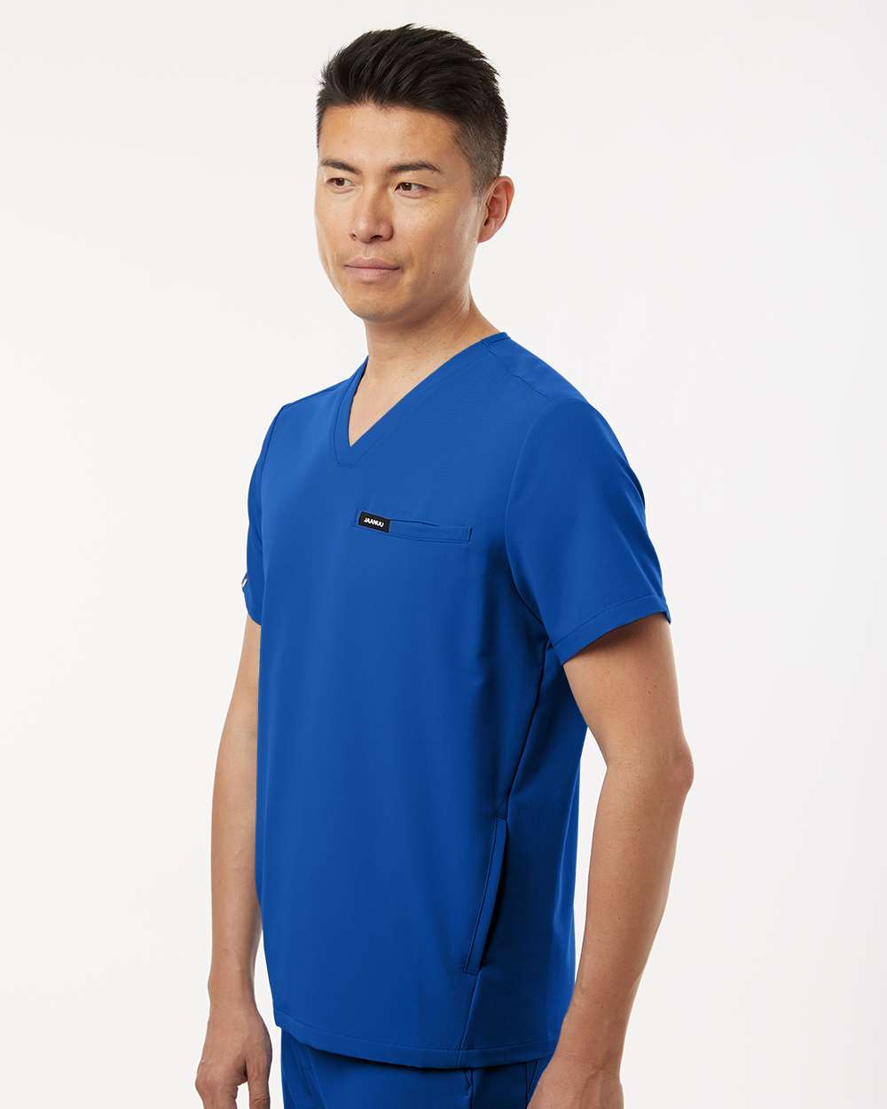 Men's Platt 3-Pocket Scrub V-Neck Top - OnModelSide - B00145752 - Royal Blue