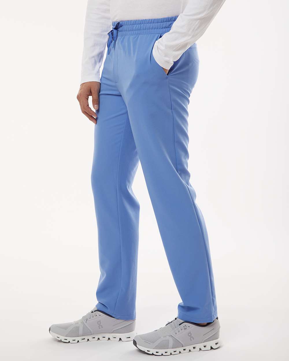 Men's Rhodes Everyday Straight-Leg Scrub Pants - OnModelSide - B00245252 - Ceil Blue