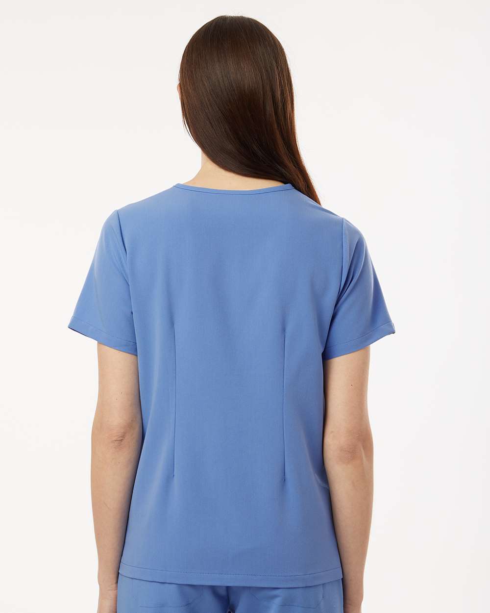 Women's Rhena Essential 1-Pocket Scrub V-Neck Top - OnModelBack - B00645251 - Ceil Blue