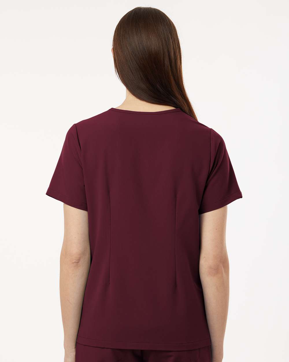 Women's Rhena Essential 1-Pocket Scrub V-Neck Top - OnModelBack - B00645521 - Burgundy