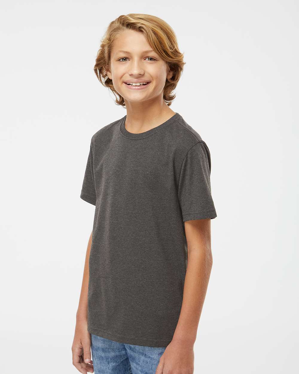 Youth RecycledSoft™ T-Shirt - OnModelSide - B10262002 - Carbon