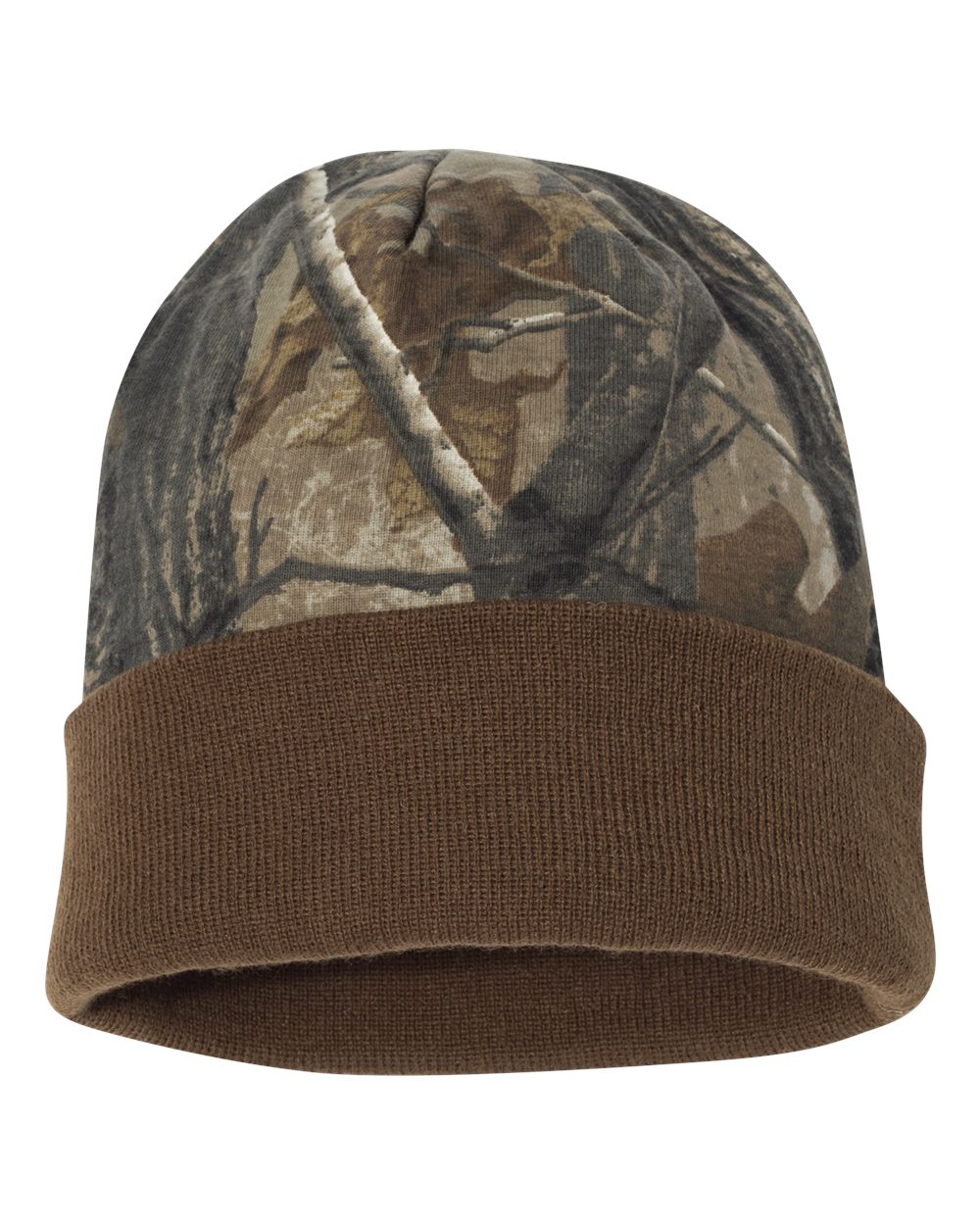 12" Licensed Camo Cuffed Beanie - Front - B85995550 - Realtree AP/ Brown