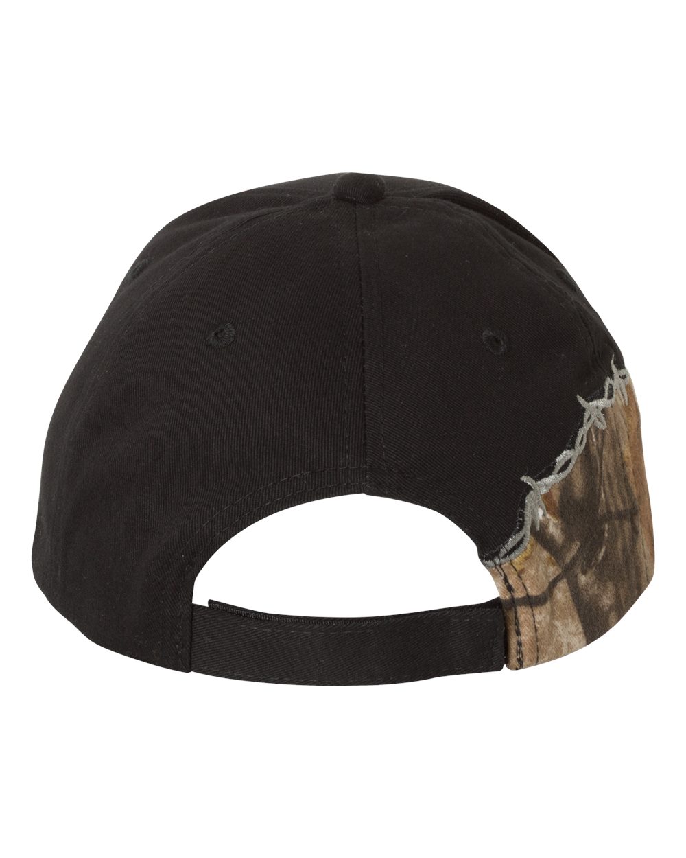 Licensed Camo with Barbed Wire Embroidery Cap - Back - B69295490 - Black/ Realtree AP