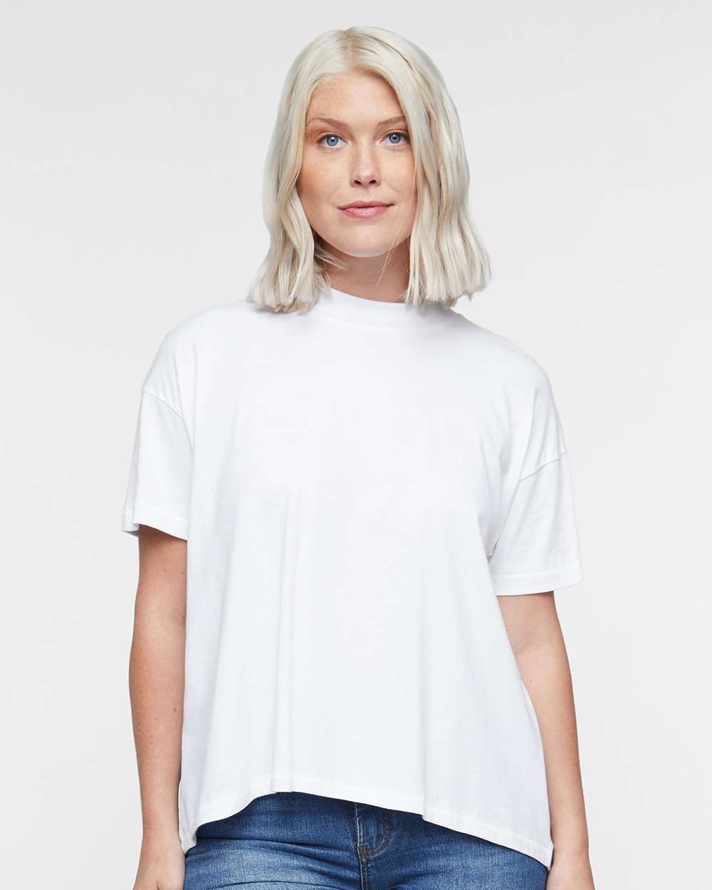 Women's Hi-Lo Tee - OnModelFront - B06938003 - White