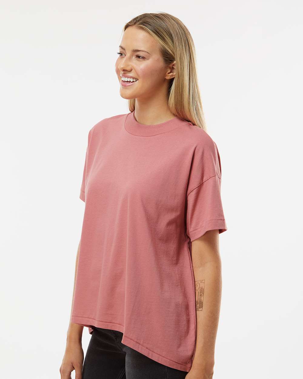 Women's Hi-Lo Tee - OnModelSide - B06938273 - Mauvelous