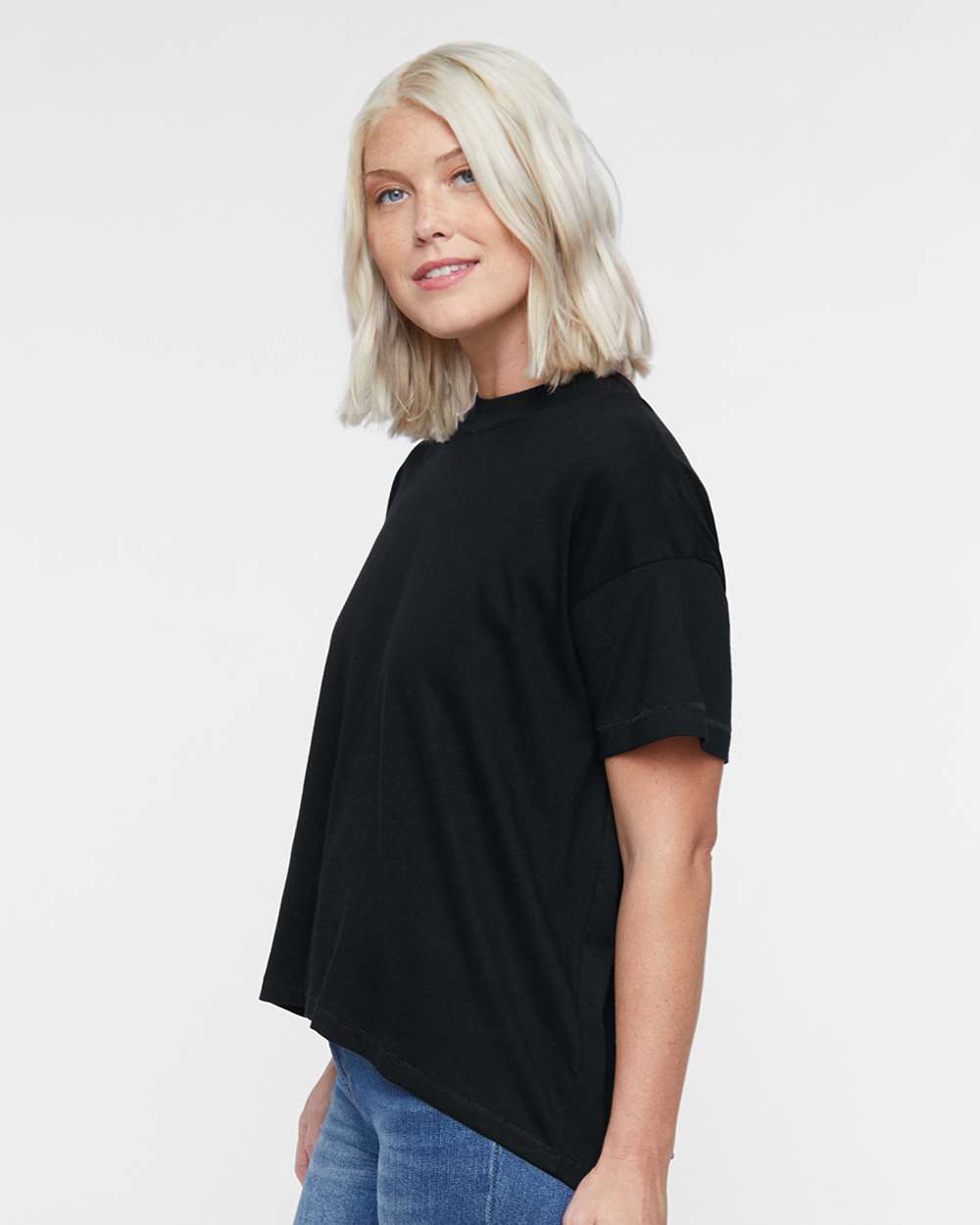 Women's Hi-Lo Tee - OnModelSide - B06938503 - Black