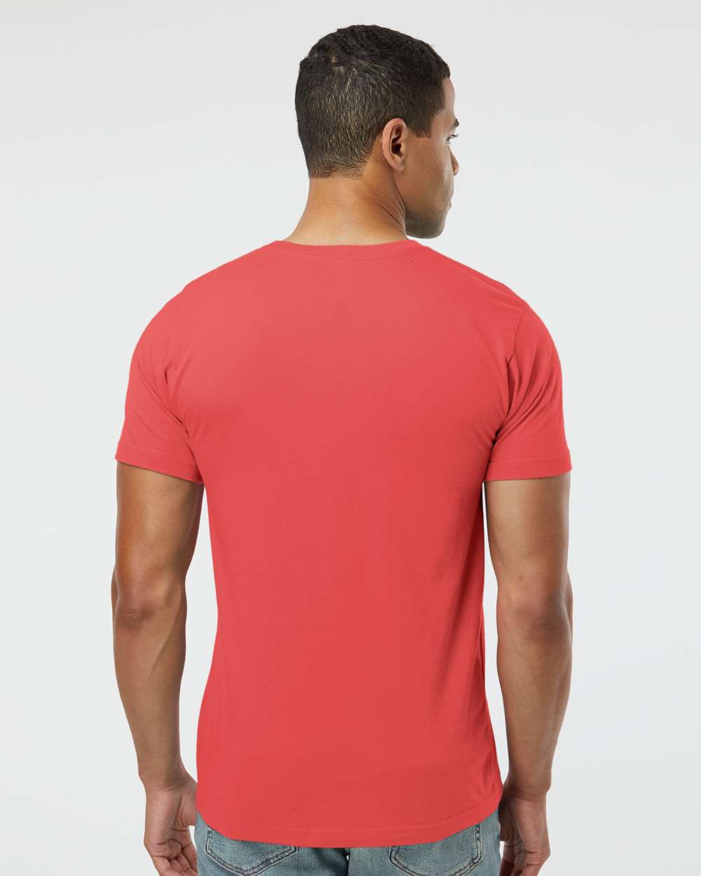 Unisex Fine Jersey Tee - OnModelBack - B00638293 - Passionfruit