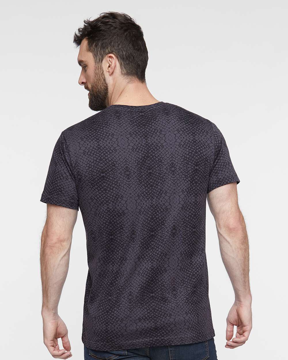Unisex Fine Jersey Tee - OnModelBack - B00638593 - Black Reptile