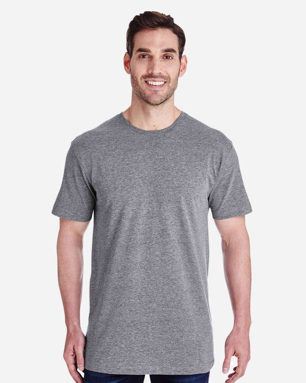 Unisex Fine Jersey Tee - OnModelFront - B00638132 - Granite Heather