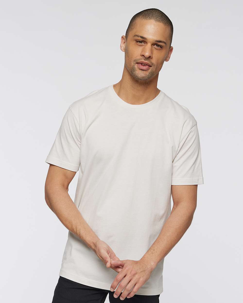 Unisex Fine Jersey Tee - OnModelFront - B00638223 - Porcelain