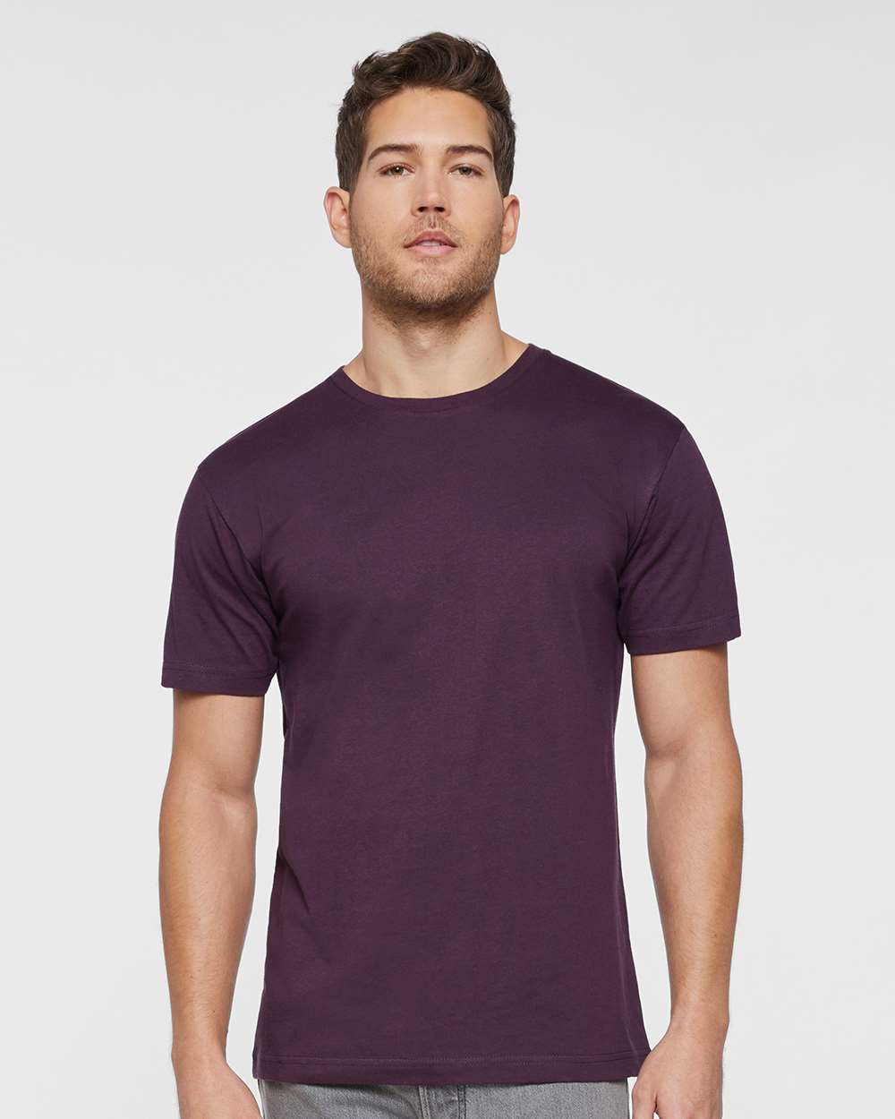 Unisex Fine Jersey Tee - OnModelFront - B00638473 - Plum