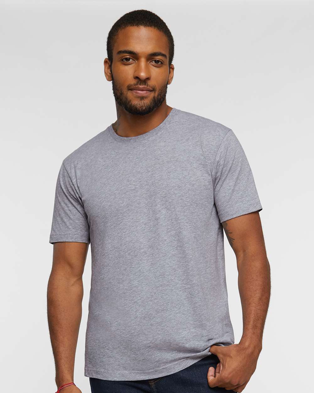 Unisex Fine Jersey Tee - OnModelFront - B00638582 - Heather