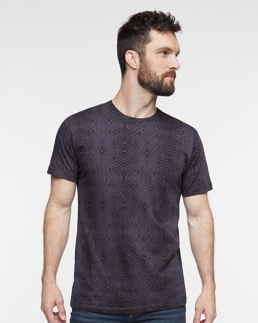Unisex Fine Jersey Tee - OnModelFront - B00638593 - Black Reptile