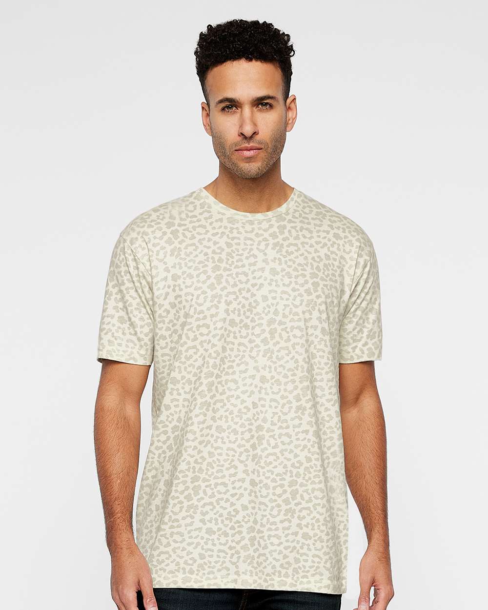 Unisex Fine Jersey Tee - OnModelFront - B00638773 - Natural Leopard