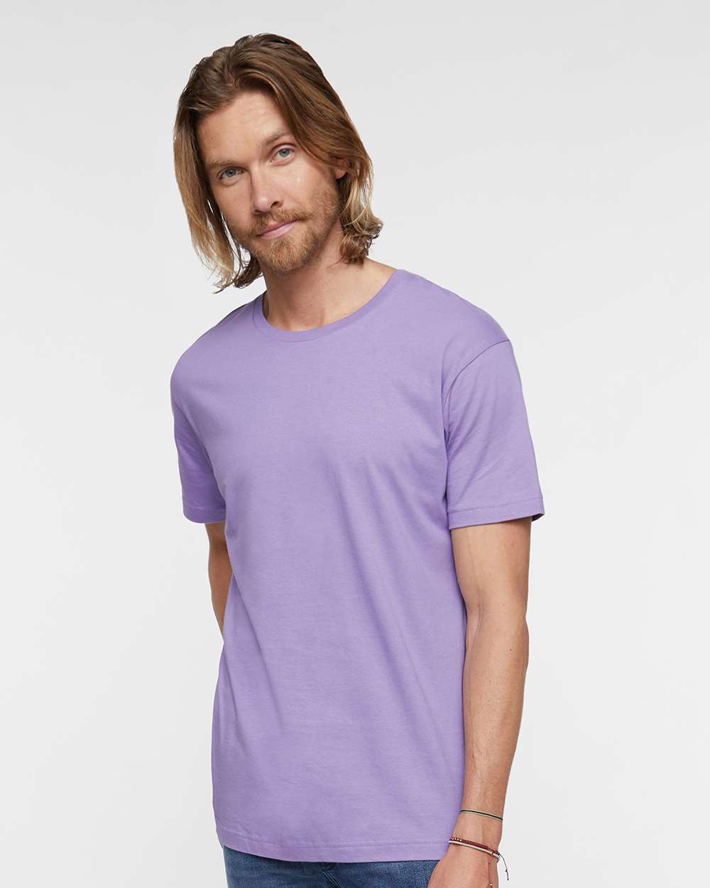Unisex Fine Jersey Tee - OnModelFront - B00638803 - Lavender