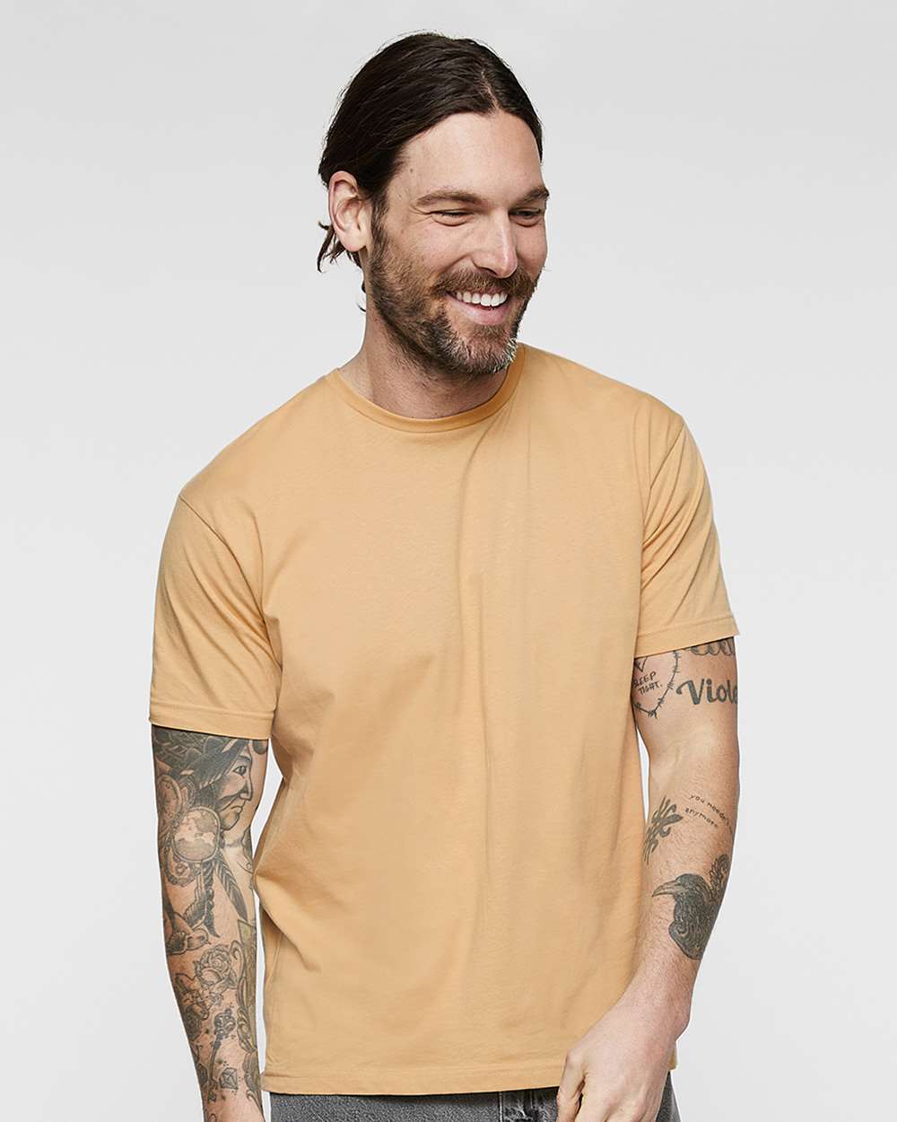 Unisex Fine Jersey Tee - OnModelFront - B00638813 - Latte