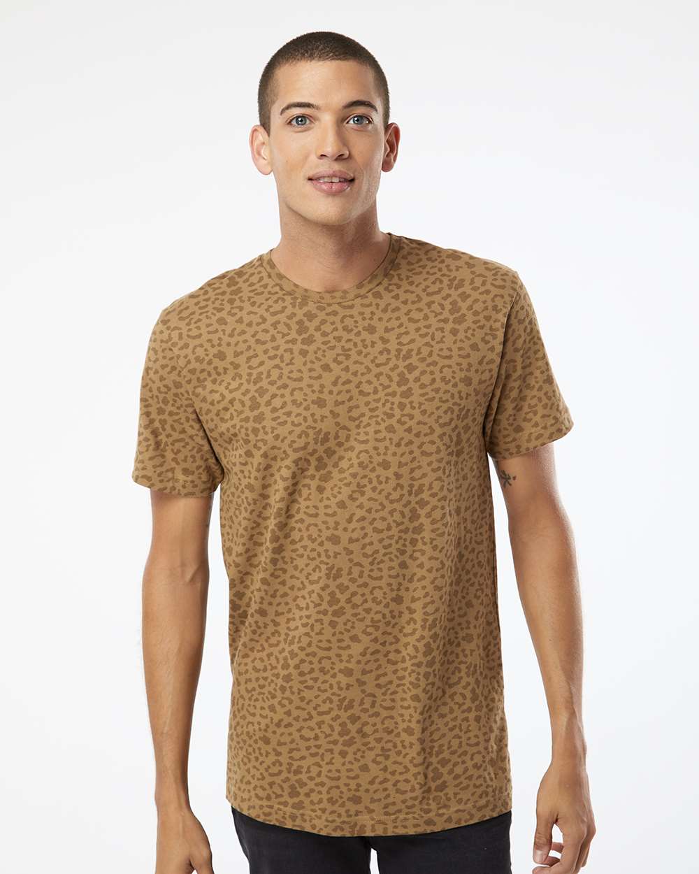 Unisex Fine Jersey Tee - OnModelFront - B00638822 - Brown Leopard