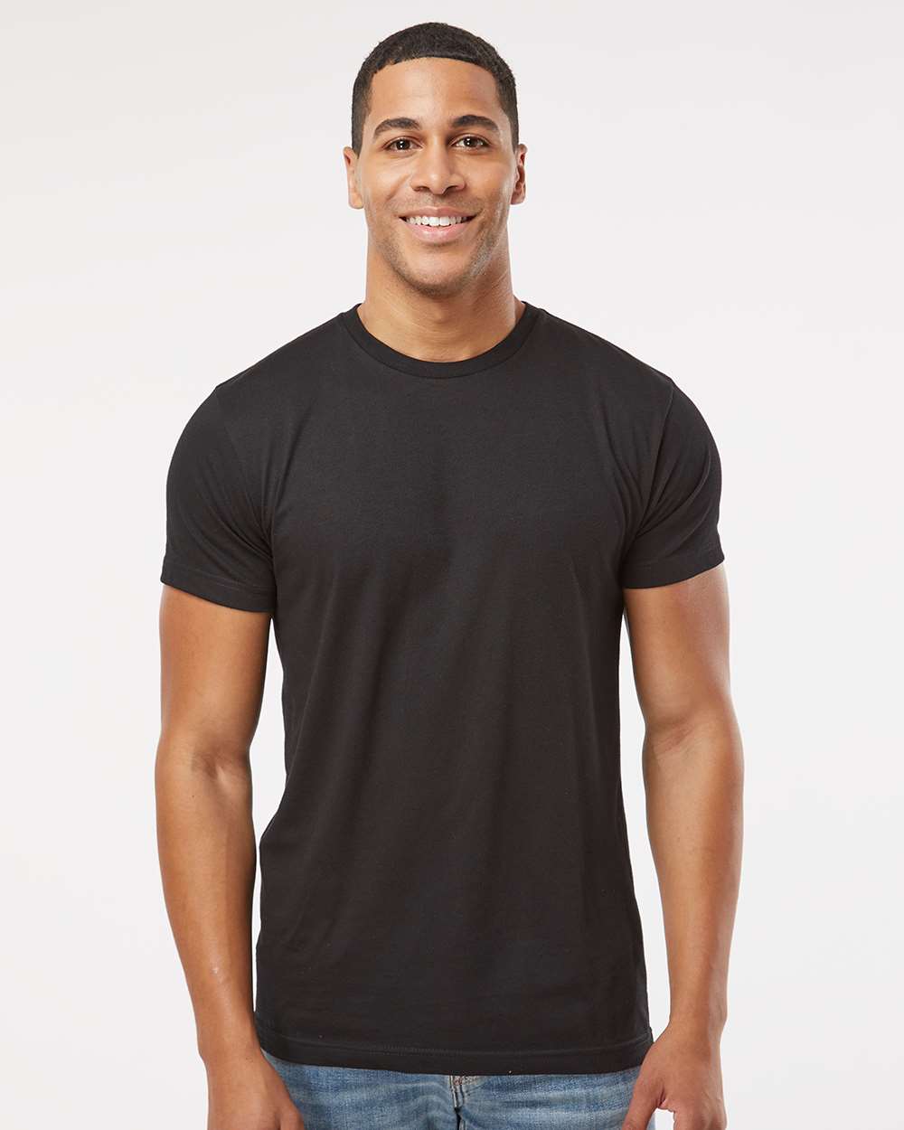 Unisex Fine Jersey Tee - OnModelFront - B00638943 - Blended Black