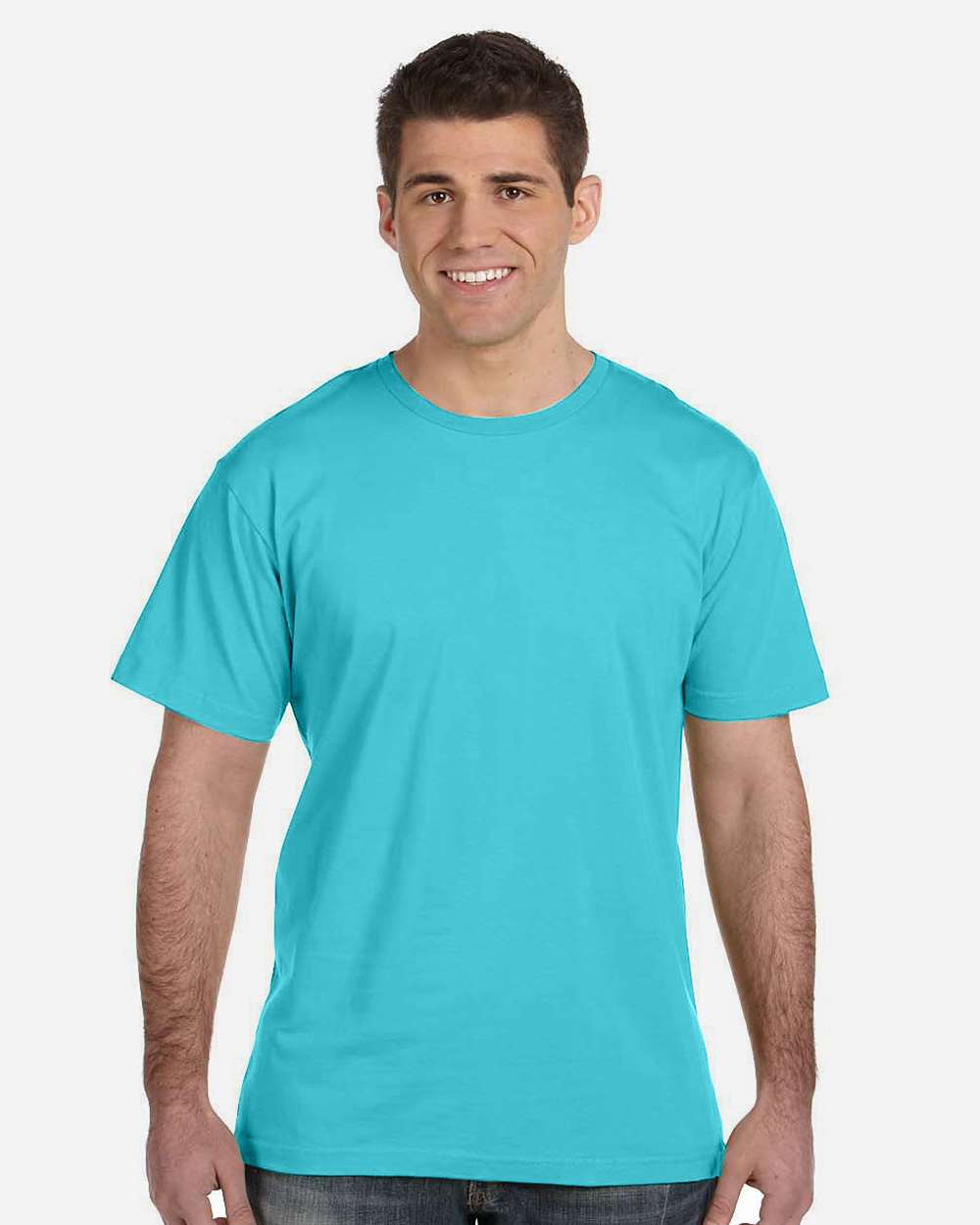 Unisex Fine Jersey Tee - OnModelFront - B00638973 - Caribbean