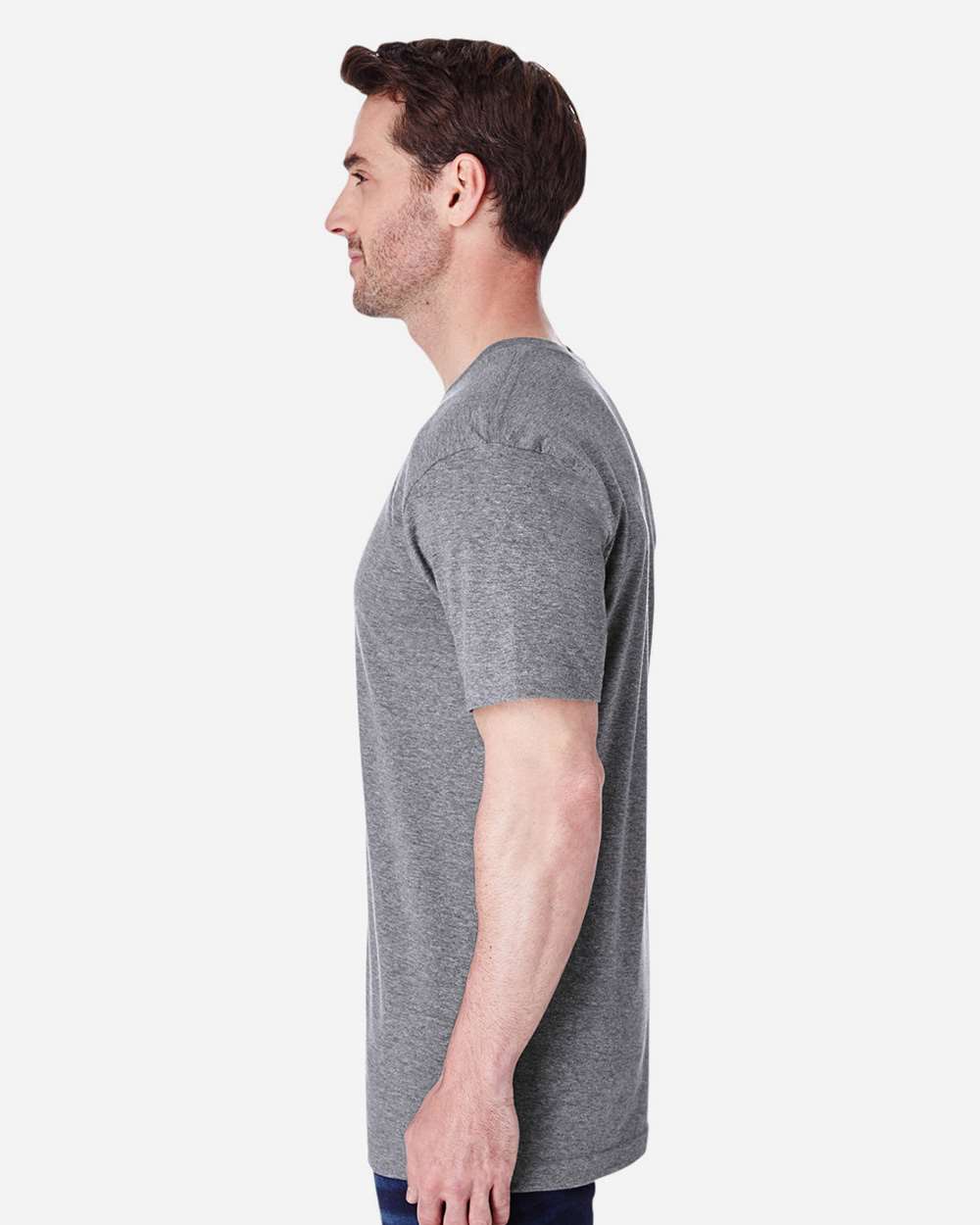 Unisex Fine Jersey Tee - OnModelSide - B00638132 - Granite Heather