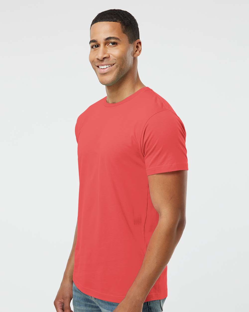 Unisex Fine Jersey Tee - OnModelSide - B00638293 - Passionfruit