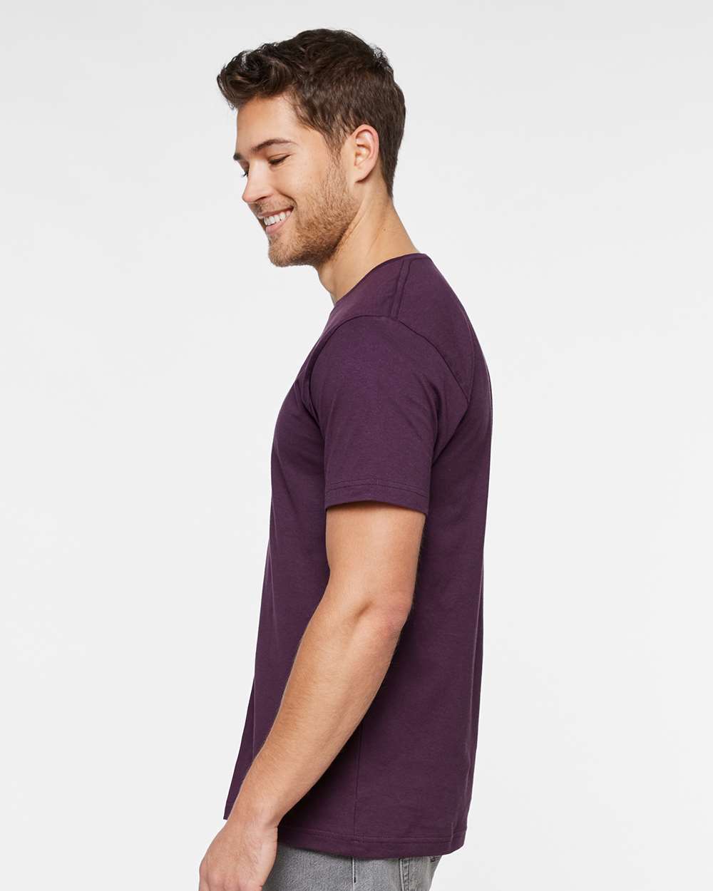 Unisex Fine Jersey Tee - OnModelSide - B00638473 - Plum