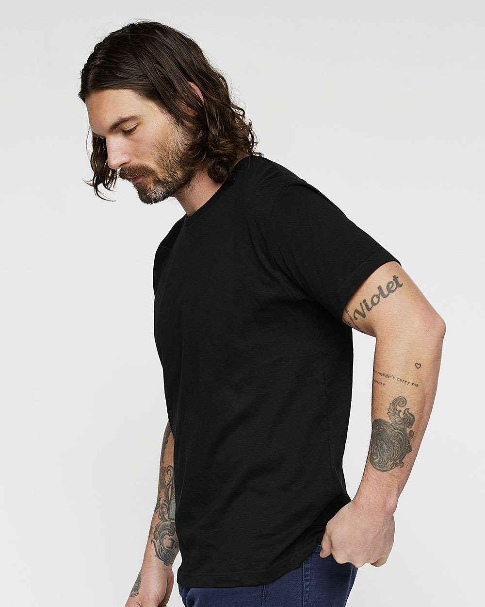 Unisex Fine Jersey Tee - OnModelSide - B00638502 - Black