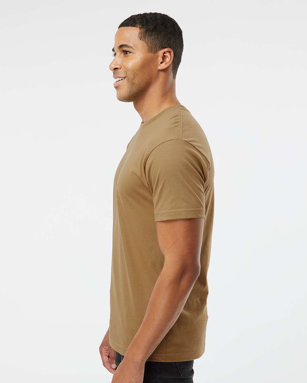 Unisex Fine Jersey Tee - OnModelSide - B00638563 - Coyote Brown