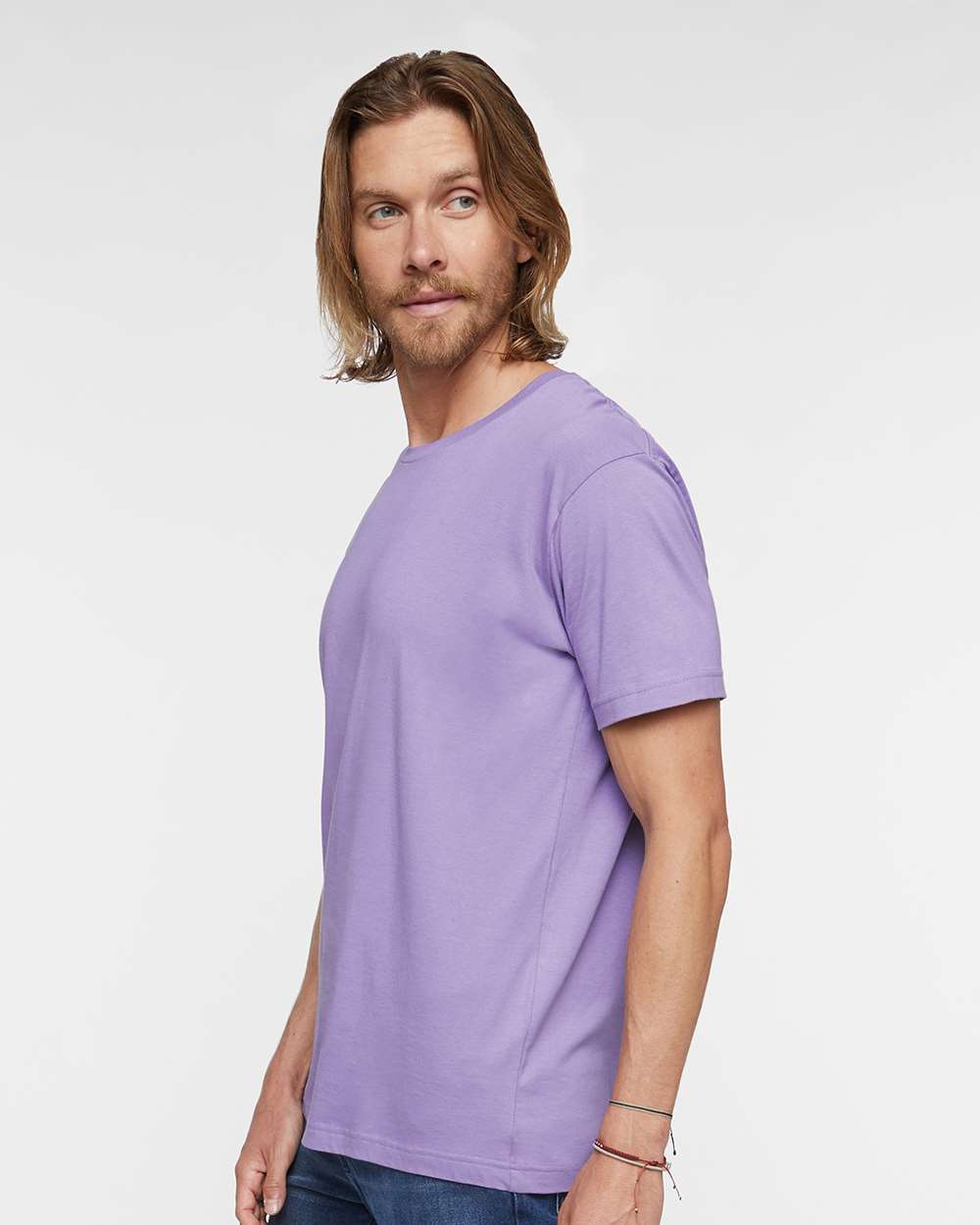 Unisex Fine Jersey Tee - OnModelSide - B00638803 - Lavender
