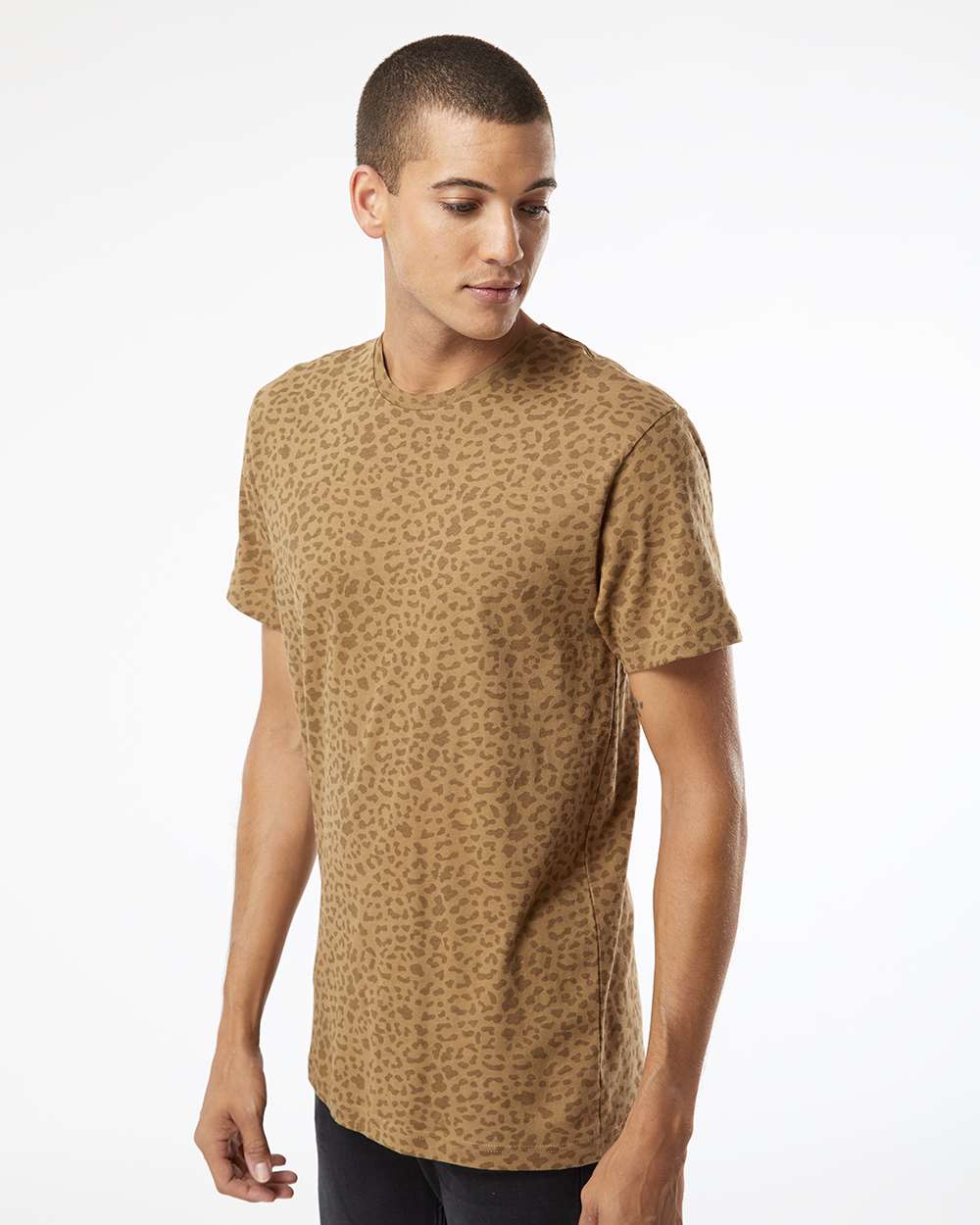 Unisex Fine Jersey Tee - OnModelSide - B00638822 - Brown Leopard