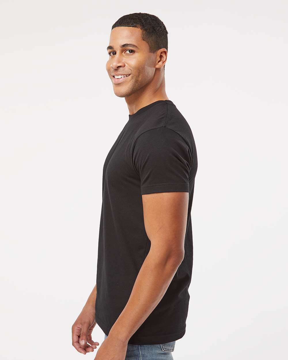 Unisex Fine Jersey Tee - OnModelSide - B00638943 - Blended Black