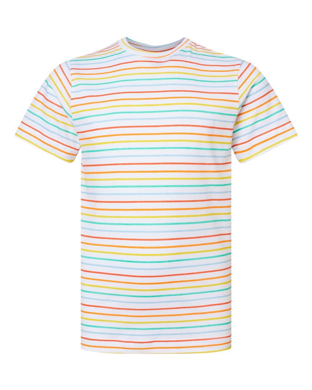 Youth Fine Jersey Tee - Front - B38038372 - Rainbow Stripe